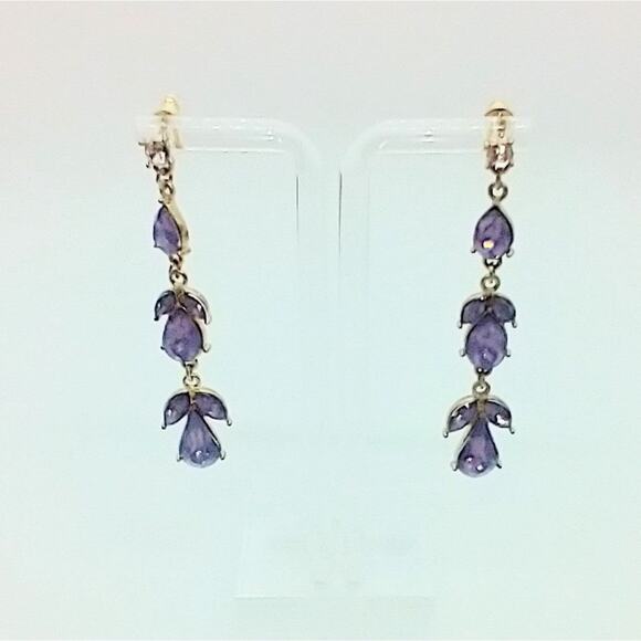 Lavender rhinestone long dangle post earrings NWOT - Picture 1 of 4